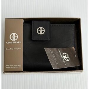 Giani Bernini Sandlewood Black Leather Wallet Snap Closure NWT